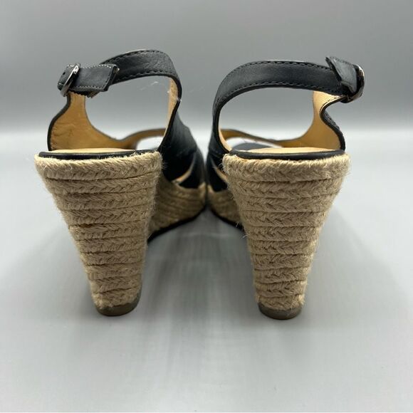 Franco Fortini Espadrille Wedge Leather Slingback Sandals - Picture 3 of 5